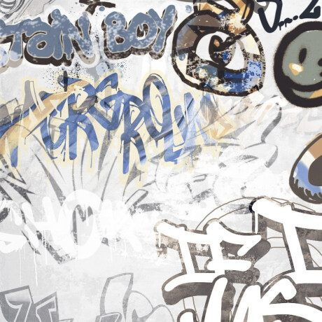 Carrelage en grès émaillé pour sol, 120 x 280 cm, gris mat, rectifié, A4H640 City Graffiti White #3