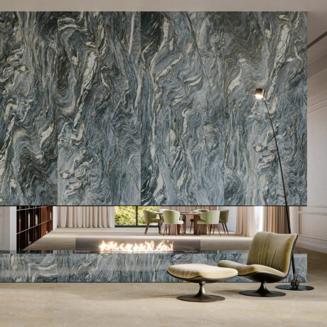 Grès cérame grand format 120 x 280, marbre bleu aux veines claires, brillant, A4H677 Esplosione #5