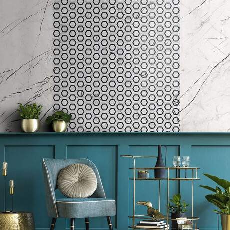 Carrelage en grès cérame grand format 120 x 280, marbre blanc veiné de noir, brillant, A4H679 Markina White #6