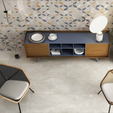 Carrelage en grès émaillé pour sol, 60 x 120 cm, gris clair mat, rectifié, A4H83 Iroc White #1