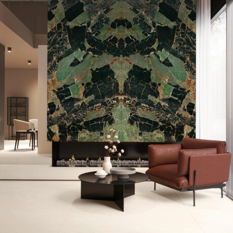Carrelage en grès cérame Bookmatch 120 x 280, marbre émeraude veiné, brillant A4H850 Esmerald Paris #2