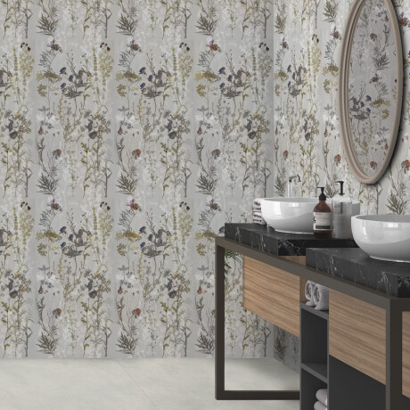 Carrelage mural en grès 60 x 120 cm, gris, motifs floraux, finition mate A4H919 Glame #2