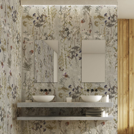Carrelage mural en grès 60 x 120 cm, gris, motifs floraux, finition mate A4H919 Glame #4