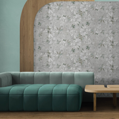 Carrelage mural en grès 60 x 120 cm, gris, motifs floraux, finition mate A4H923 Lirio #3