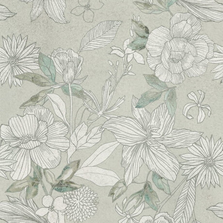 Carrelage mural en grès 60 x 120 cm, gris, motifs floraux, finition mate A4H923 Lirio #4