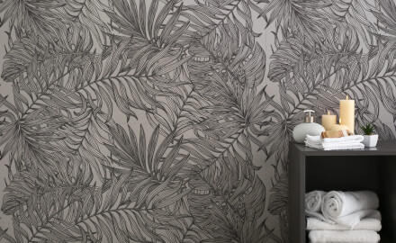 Carrelage mural en grès 60 x 120 cm, gris, motifs végétaux, finition mate A4H925 Panaria
