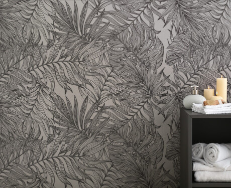 Carrelage mural en grès 60 x 120 cm, gris, motifs végétaux, finition mate A4H925 Panaria