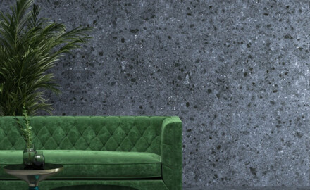 Carrelage en grès émaillé pour sol 60 x 120, anthracite mat, rectifié, A4H98, terrazzo
