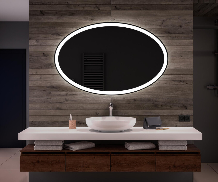 Miroir 80x60 cm lumineux Oval, avec éclairage LED