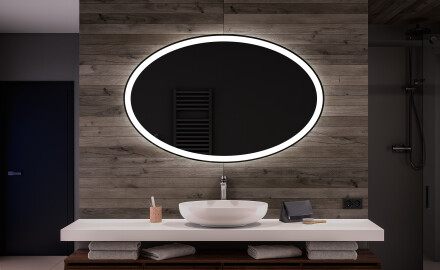 Miroir de toilette ovale incassable, miroir de salle de bains