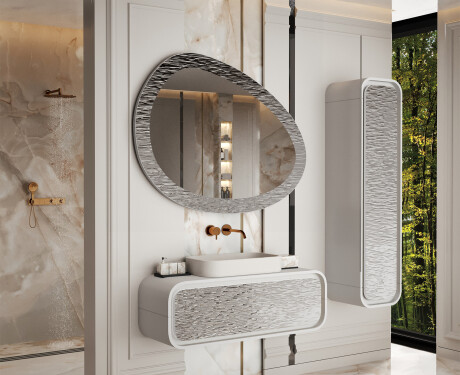 Miroir de salle de bain asymétrique avec cadre en métal L292