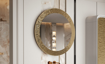 Miroir rond avec finition décorative en métal L288