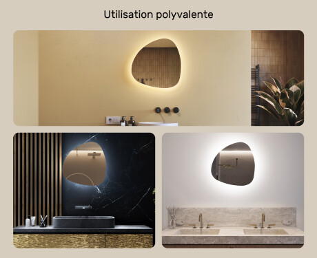 Miroir de salle de bains LED de forme irrégulière 54x54cm avec lumière LED froide 7000K, lumière chaude 3000K ou lumière neutre 4500K #2