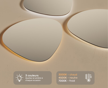 Miroir de salle de bains LED de forme irrégulière 54x54cm avec lumière LED froide 7000K, lumière chaude 3000K ou lumière neutre 4500K #3