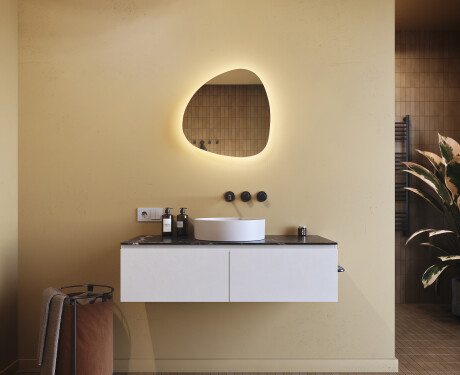 Miroir de salle de bains LED de forme irrégulière 54x54cm avec lumière LED froide 7000K, lumière chaude 3000K ou lumière neutre 4500K #8