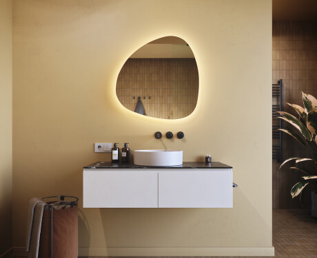 Miroir de salle de bains LED de forme irrégulière 74x74cm avec lumière LED froide 7000K, lumière chaude 3000K ou lumière neutre 4500K #8