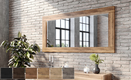Miroir mural avec cadre bois massif rectangulaire L224
