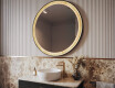 Miroir rond LED noir dans un cadre en bois