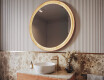 Miroir LED rond dans un cadre en chêne