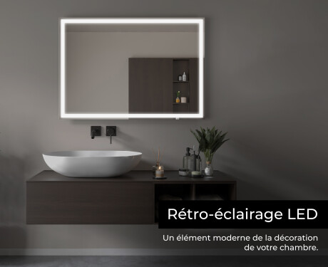 Rectangulaire Illumination LED Miroir Sur Mesure Eclairage Salle De Bain L01 #6