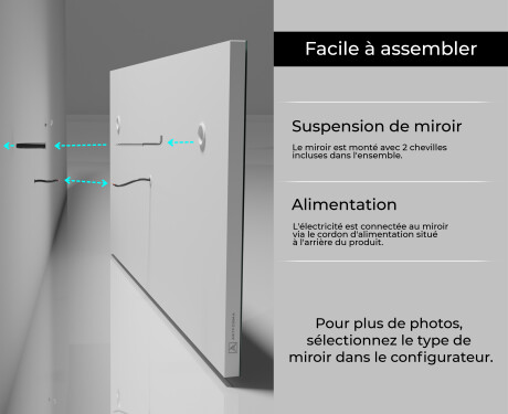Rectangulaire Illumination LED Miroir Sur Mesure Eclairage Salle De Bain L01 #10