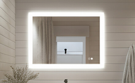 Miroir rectangulaire lumineux LED pour salle de bain  avec Dual color, Interrupteur tactile, Tapis chauffant