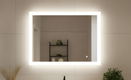 Miroir rectangulaire lumineux LED pour salle de bain  avec Dual color, Interrupteur tactile