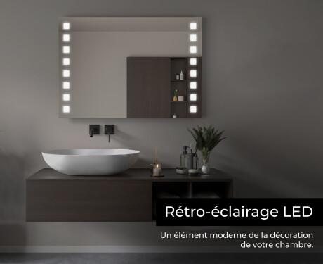 Rectangulaire Illumination LED Miroir Sur Mesure Eclairage Salle De Bain L03 #6