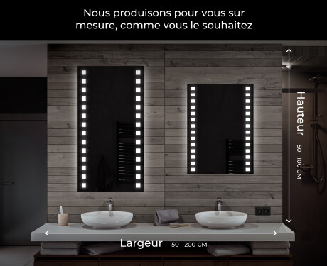 Miroir de salle de bain rectangulaire Dora avec rétroéclairage LED