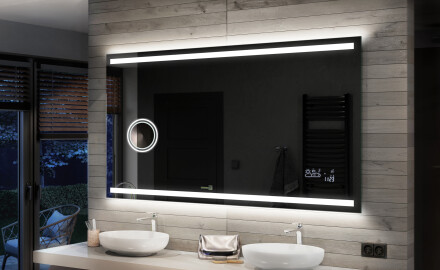 Miroir de salle de bain réversible rectangulaire Aka avec lampe LED