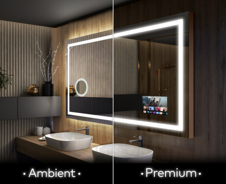 Miroir Lumineux LED 22 W Interrupteur Tactile + Étagère 50l X 70h Cm -  Miroir salle de bain BUT