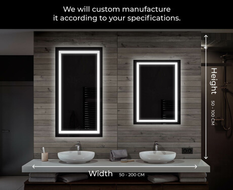 Miroir rectangulaire sur mesure – Illumination LED pour Salle de Bain L15 #7