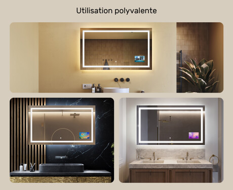 Miroir rectangulaire sur mesure – Illumination LED pour Salle de Bain L15 120x80cm - SmartScreen, DualColor #2