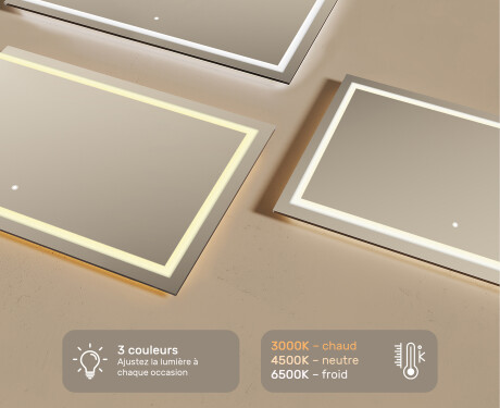 Miroir rectangulaire sur mesure – Illumination LED pour Salle de Bain L15 120x80cm - SmartScreen, DualColor #5
