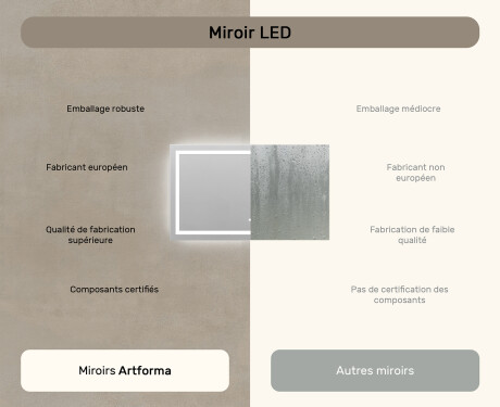 Miroir rectangulaire sur mesure – Illumination LED pour Salle de Bain L15 120x80cm - SmartScreen, DualColor #7