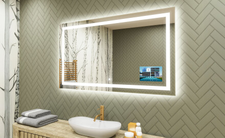 Miroir rectangulaire sur mesure – Illumination LED pour Salle de Bain L15 120x80cm - SmartScreen, DualColor