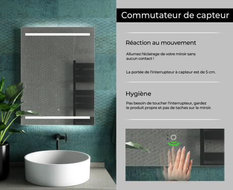 Miroir rectangulaire sur mesure – Illumination LED pour Salle de Bain L23 #7