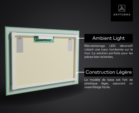 Miroir rectangulaire sur mesure – Illumination LED pour Salle de Bain L38 #2