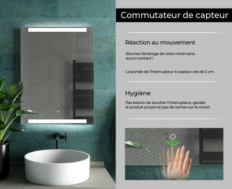 Miroir rectangulaire sur mesure – Illumination LED pour Salle de Bain L47 #7