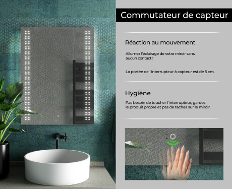 Miroir rectangulaire sur mesure – Illumination LED pour Salle de Bain L55 #7