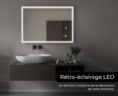 Rectangulaire Illumination LED Miroir Sur Mesure Eclairage Salle De Bain L57 #6