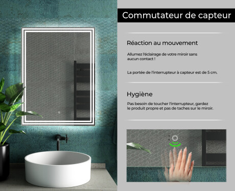 Miroir rectangulaire sur mesure – Illumination LED pour Salle de Bain L57 #7