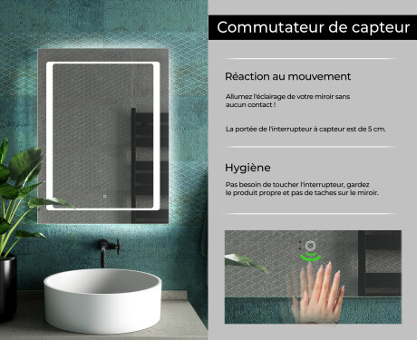 Miroir rectangulaire sur mesure – Illumination LED pour Salle de Bain L61 #7