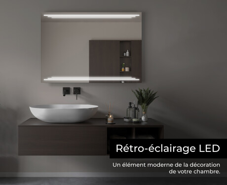 Rectangulaire Illumination LED Miroir Sur Mesure Eclairage Salle De Bain L75 #6