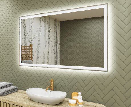 Miroir rectangulaire sur mesure – Illumination LED pour Salle de Bain 120x70cm avec lumière LED froide 7000K, lumière chaude 3000K ou lumière neutre 4500K