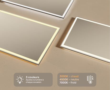 Miroir rectangulaire sur mesure – Illumination LED pour Salle de Bain 120x70cm avec lumière LED froide 7000K, lumière chaude 3000K ou lumière neutre 4500K #3