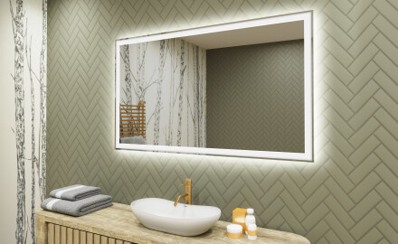 Miroir rectangulaire sur mesure – Illumination LED pour Salle de Bain 120x70cm avec lumière LED froide 7000K, lumière chaude 3000K ou lumière neutre 4500K