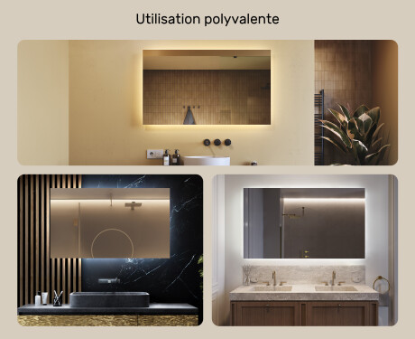 Miroir rectangulaire sur mesure – Illumination LED pour Salle de Bain 120x70cm avec lumière LED froide 7000K, lumière chaude 3000K ou lumière neutre 4500K #2