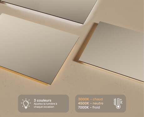 Miroir rectangulaire sur mesure – Illumination LED pour Salle de Bain 120x70cm avec lumière LED froide 7000K, lumière chaude 3000K ou lumière neutre 4500K #3