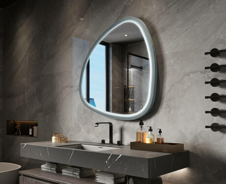 Miroir LED irrégulier avec cadre en MDF laqué brillant L308